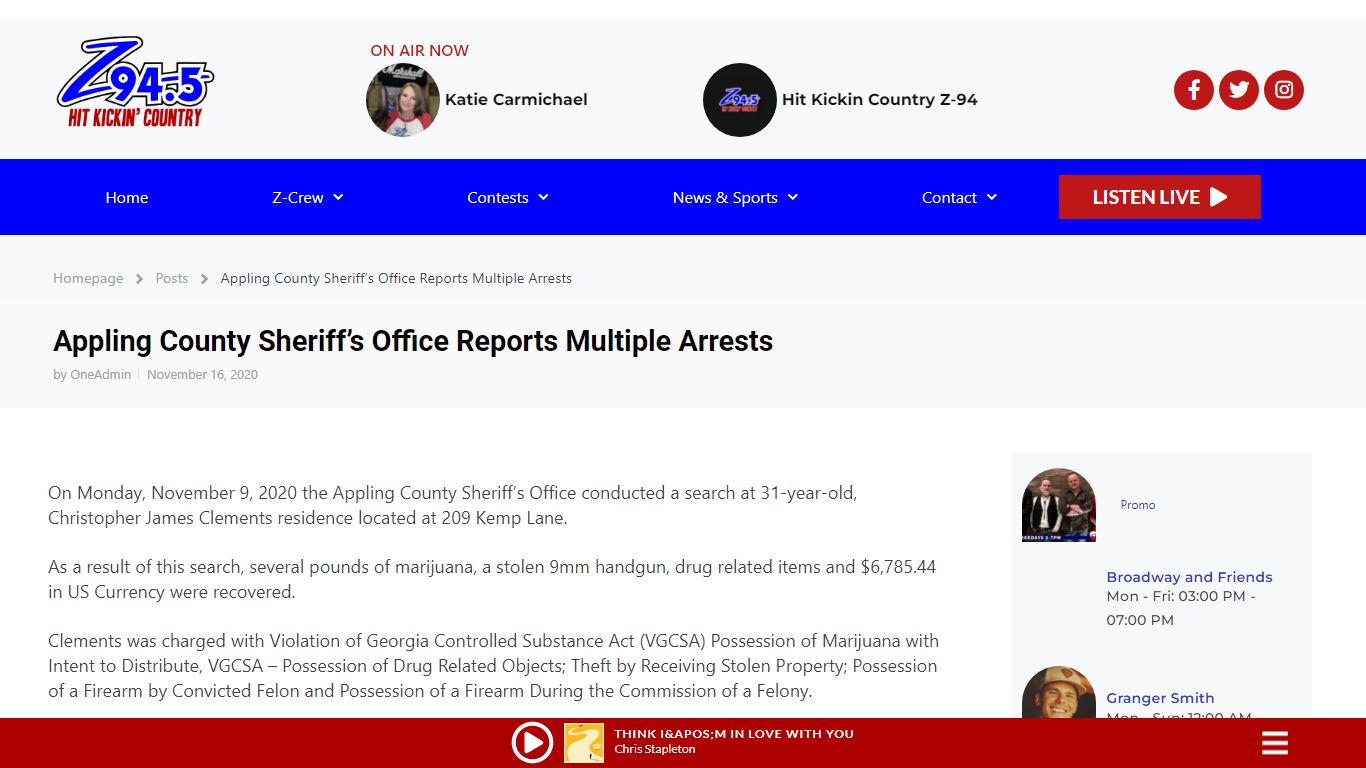 Appling County Sheriff’s Office Reports Multiple Arrests